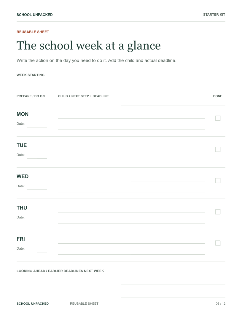 See the school week